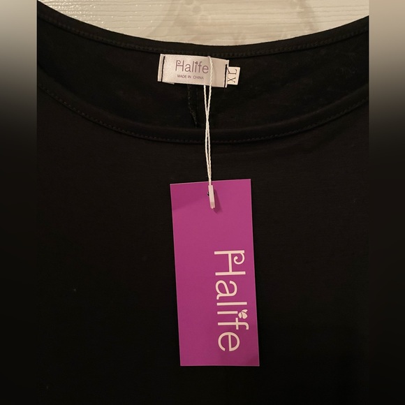 NWT Halife zipper back long sleeve scoop neck knit tee top size XLarge- black - Picture 9 of 9